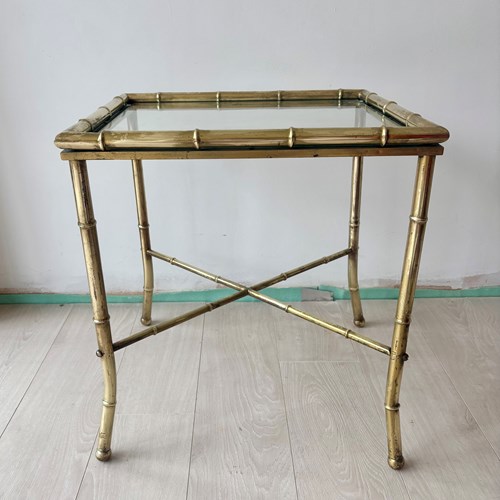 Vintage French Brass Bamboo Side Table