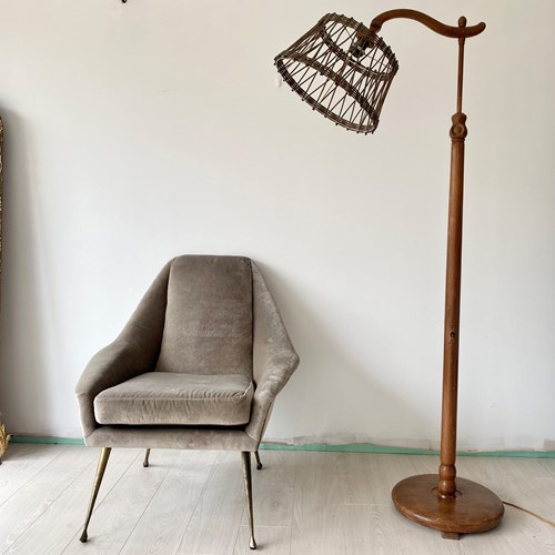 Mid-Century French Oak Floor Lamp 