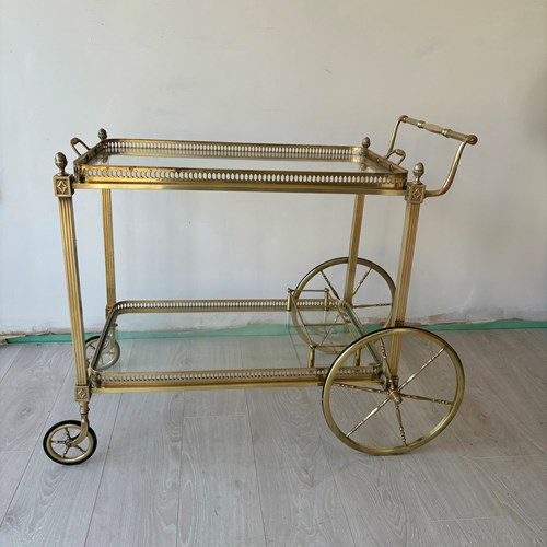 Classic Vintage French Brass Drinks Trolley