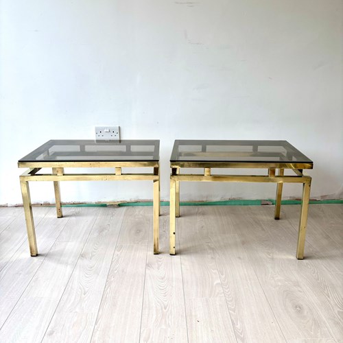 Pair Of Vintage Brass Side Tables