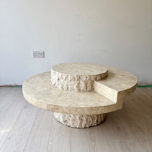 Sculptural Vintage Tesselated Stone Round Coffee Table