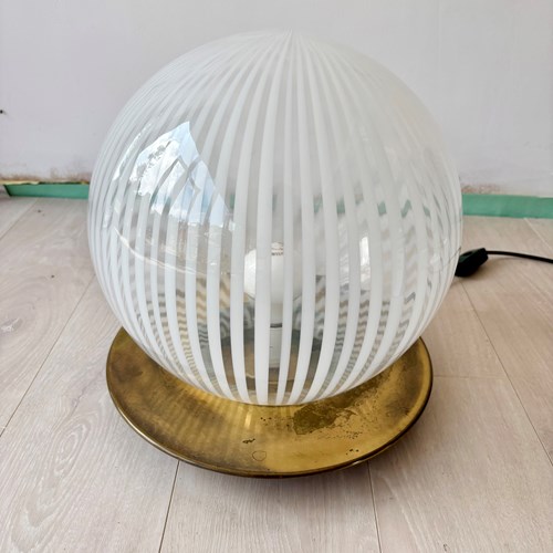 1970S Murano Glass Venini 'Tessuto' Sphere Table Lamps Attributed To Venini