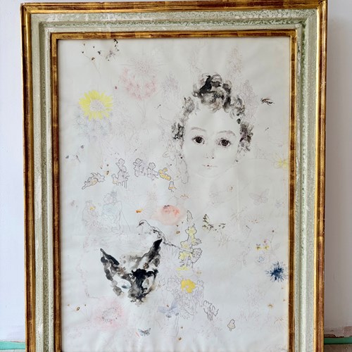 Large Vintage Ink & Watercolour By Mary Talbot