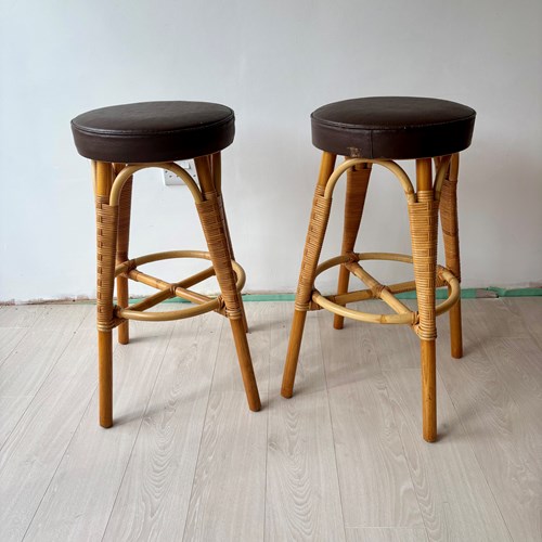 Pair Of Vintage Angraves Bamboo Stools