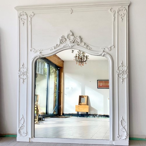 Large Painted Antique Trumeau Mirror