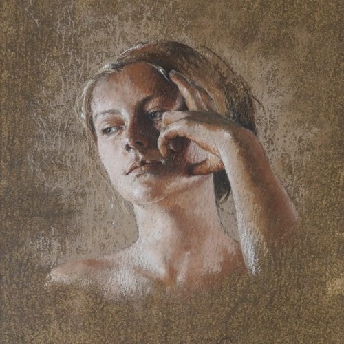 Femme Au Bandeau 2 – Pastel Portrait, Framed Artwork By Nathalie Picoulet
