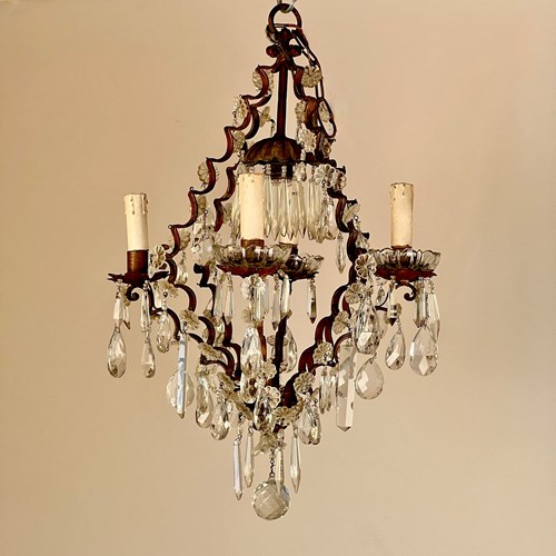 Antique French Cage Chandelier 