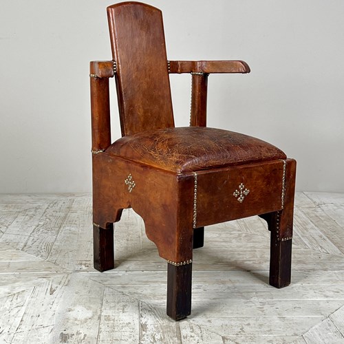 A Diminutive French Art Deco Leather Berber Armchair