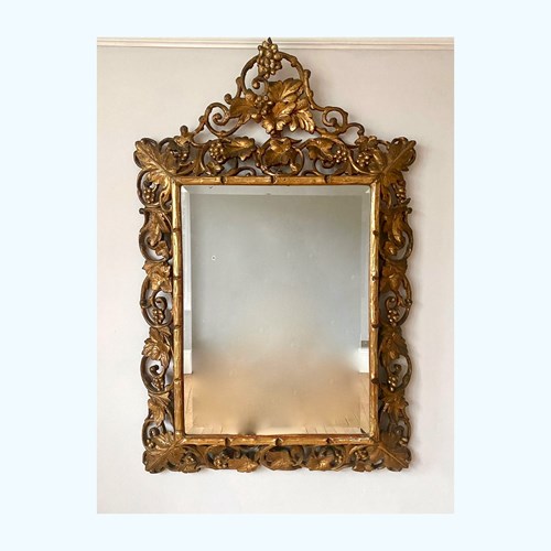 Large Victorian Faux Bois Carved Giltwood Mirror