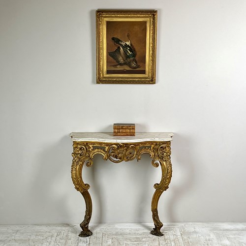 A Victorian Giltwood And Marble Console Table