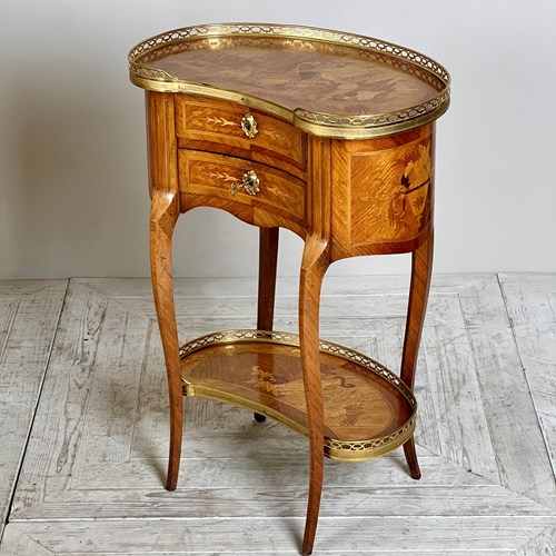 A French Kingwood And Marquetry Inlaid Kidney Shaped Side Table