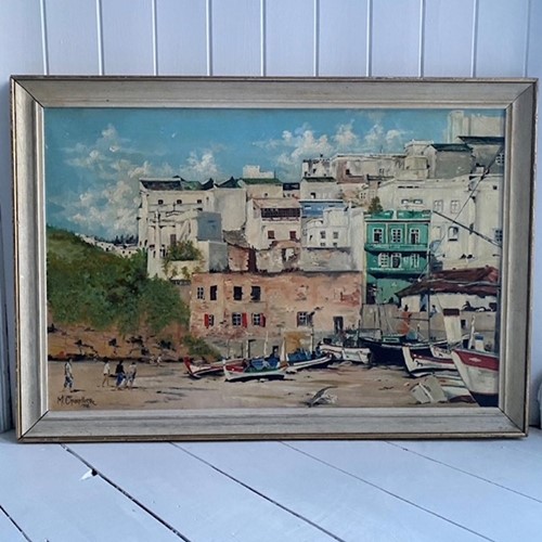 Albufeira, Algarve Oil On Canvas 1970'S