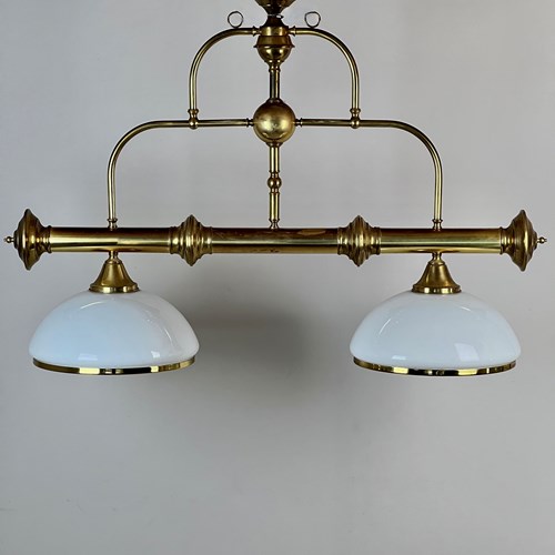 Vintage Brass And Opaline Glass Ceiling Light