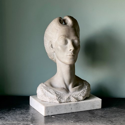 An English Marble Bust Of A Lady 