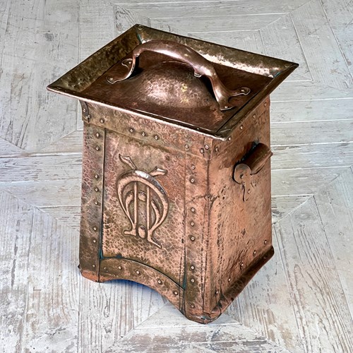 Arts & Crafts William Soutter & Sons Copper Coal, Kindling Or Log Box