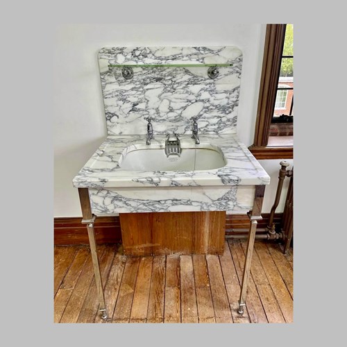 Antique Shanks & Co Marble Washstand Rare And Complete