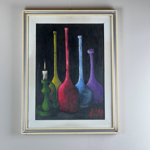 A Midcentury Still Life Oil On Board