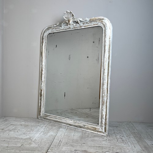 Large French Gilt And Painted Overmantel Mirror