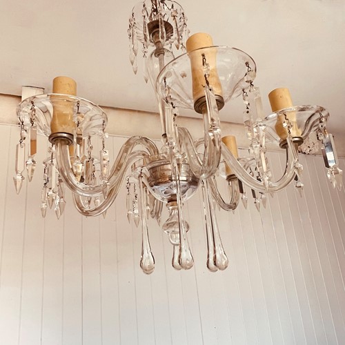 Italian Six Arm Murano Crystal Chandelier