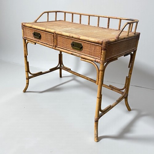 Vintage Bamboo Desk Dressing Or Console Table