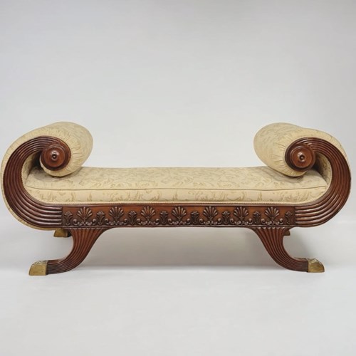 Early 20Th Century Regency Style Mahogany Upholstered Window Seat