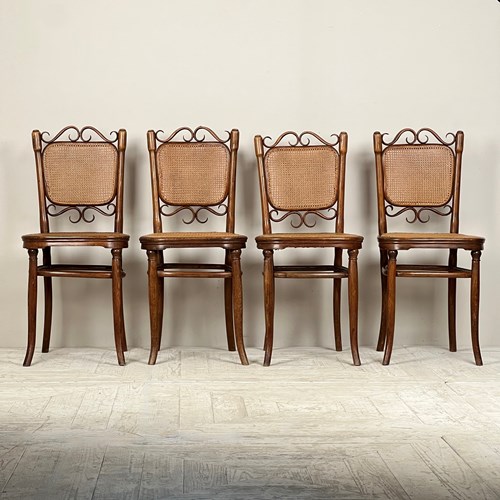 A Quartet Of Early C20th Bentwood And Cane Chairs By Josef Hoffmann