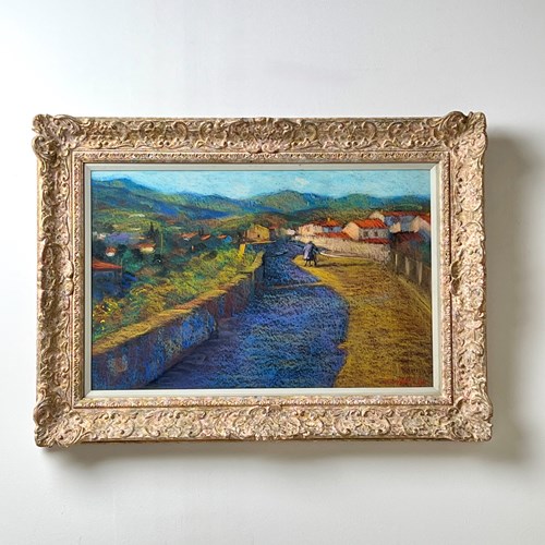 'Entrance To Ceret' A Pastel By John Mackie (Scottish Born 1953)