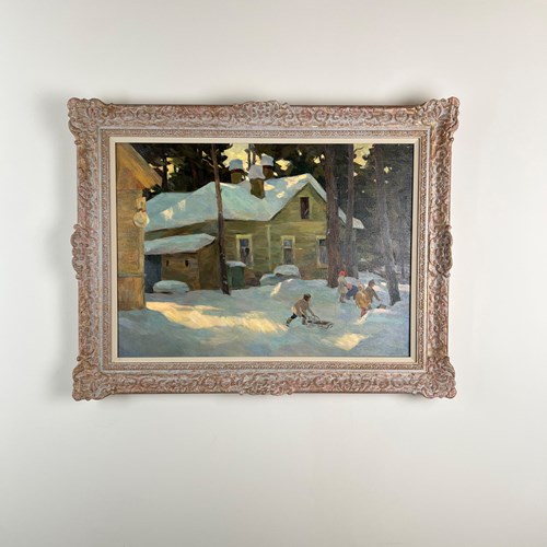 'Winter Morning Dacia' Oil On Canvas By Eduard Schramm