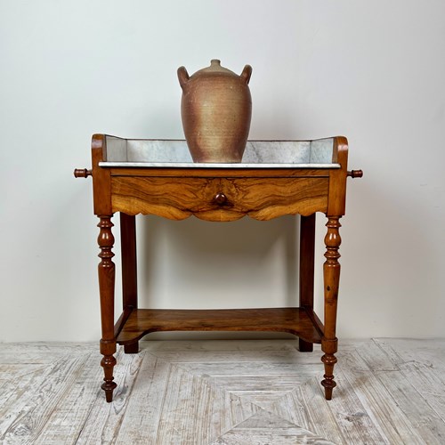 C19th French Walnut And Marble Washstand Or Hall Table