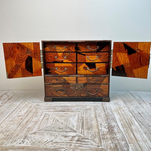 Antique Japanese Meiji Period Table Jewellery Collectors Cabinet 