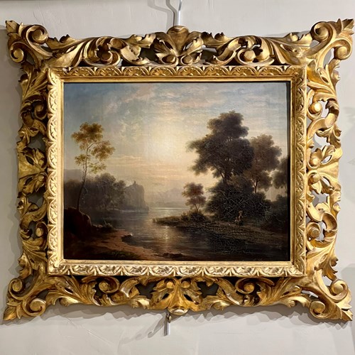 Riverscape Oil On Canvas, In The Manner Of Carl Johan Fahlcrantz (1774 - 1861)