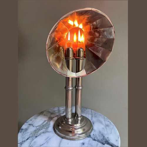 Silver-Plated Reflector Candle Lamp, Inscribed And Dated 1913 