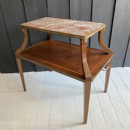 Mahogany And Marble Etagere Table
