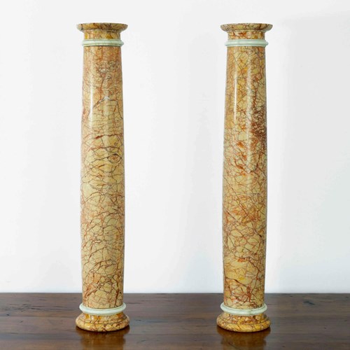 Pair Of  Antique Italian Marble Columns 
