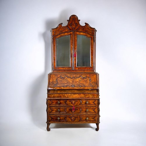 A 19Th Century Venetian Mirrored Bureau Bookcase In Briar Wood