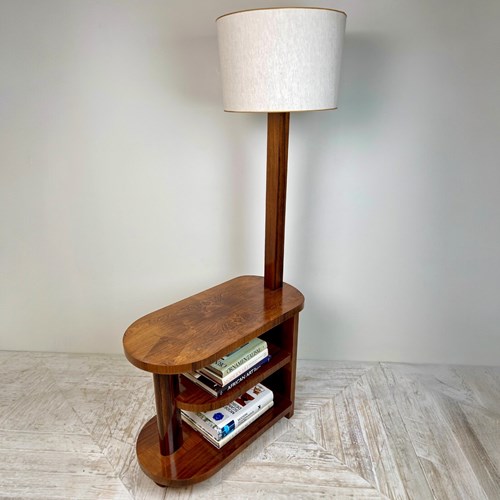 Art Deco Teak Standard Lamp Table