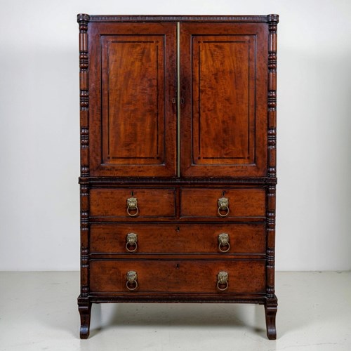 A Regency Mahogany Linen Press Of  Rare Smaller Proportions
