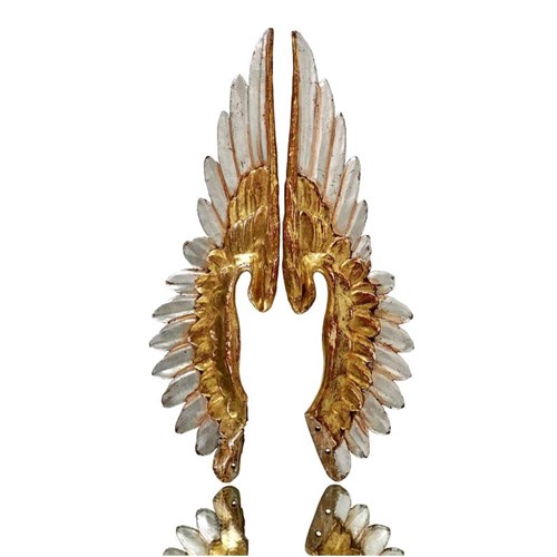 A Pair Of Angel Wings, Gilded Hand Carved Wood, 1800'S