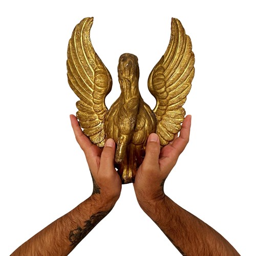 Magnificent French Swan, Gilded Wood Carving With Patina, Late 1700'S