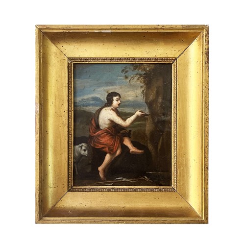 Precious French Painting, St John With The Lamb, 1700'S
