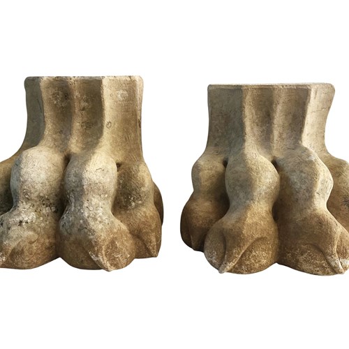 Pair Of Fabulous Antique French Lion's Paws, Hand Carved Stone, 1700'S