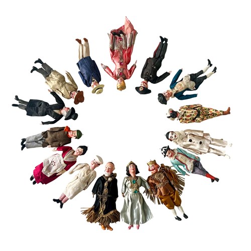 An Amazing And Rare Collection Of Fifteen Antique Italian Puppets, 1800'S