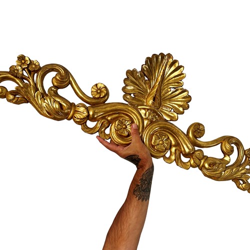 Opulent French Pediment, Gilded Wood Carving, 1800'S