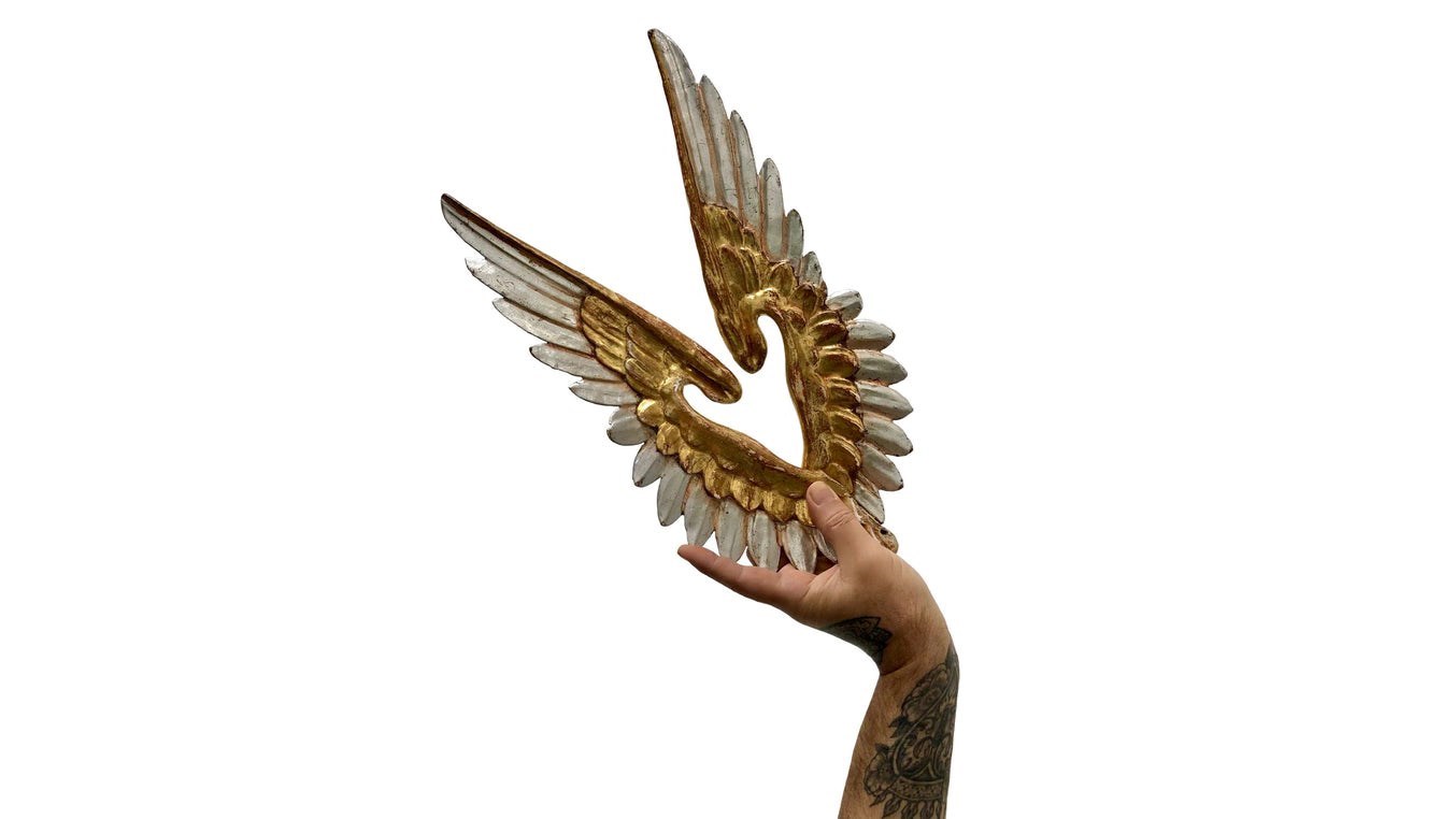 Popular Winged Angel Brass Figurines - a Pair