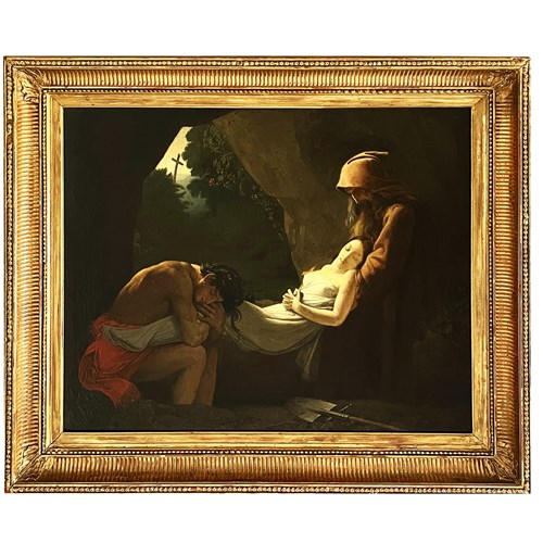 The Burial Of Atala, French Oil On Canvas, 1800'S