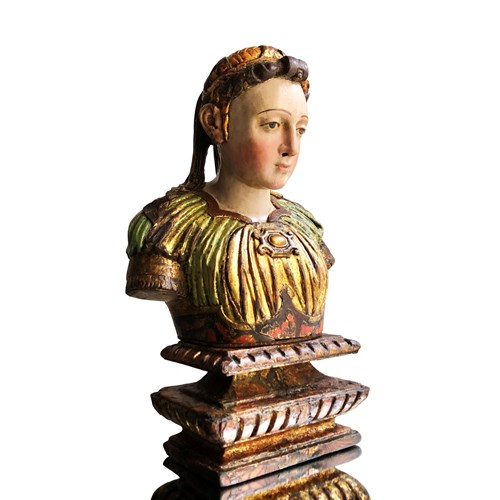 A Rare Antique Spanish Reliquary Bust, 1600'S