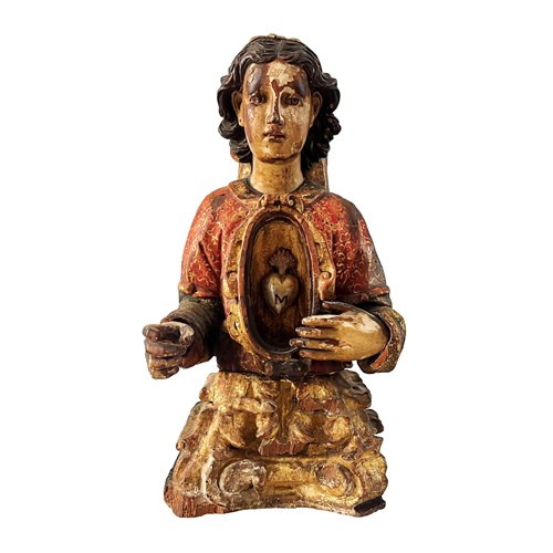 Remarkable Antique Spanish Reliquary Bust, 1600'S