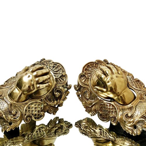 A Remarkable Pair Of Antique French Bronze Ornaments, Billiard Pockets, 1850'S