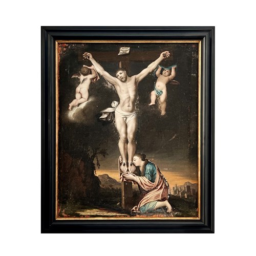 A Remarkable French Painting, Crucifixion Of Christ, 1600'S