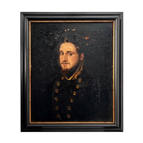 French Male Portrait, Framed Oil On Canvas, 1700'S